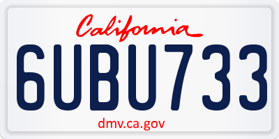 CA license plate 6UBU733