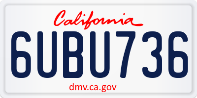 CA license plate 6UBU736