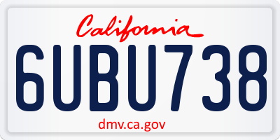 CA license plate 6UBU738