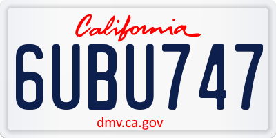CA license plate 6UBU747