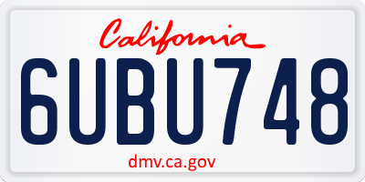 CA license plate 6UBU748