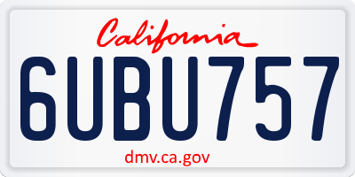 CA license plate 6UBU757