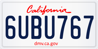 CA license plate 6UBU767
