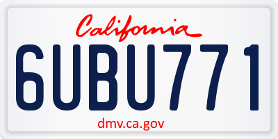 CA license plate 6UBU771