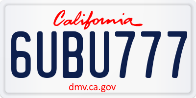 CA license plate 6UBU777