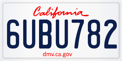 CA license plate 6UBU782