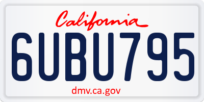 CA license plate 6UBU795