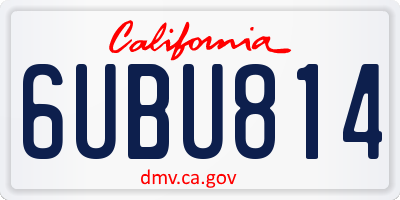 CA license plate 6UBU814