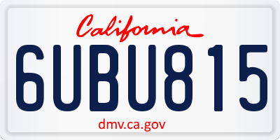CA license plate 6UBU815