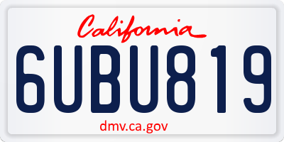 CA license plate 6UBU819
