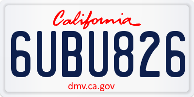 CA license plate 6UBU826