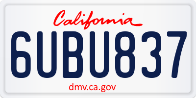 CA license plate 6UBU837