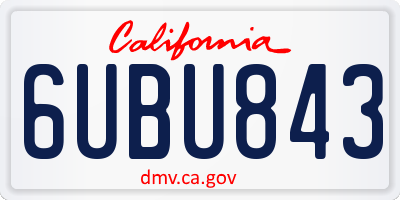 CA license plate 6UBU843