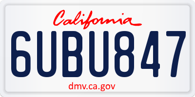 CA license plate 6UBU847
