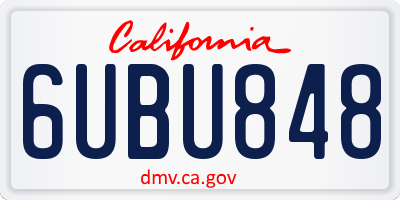 CA license plate 6UBU848