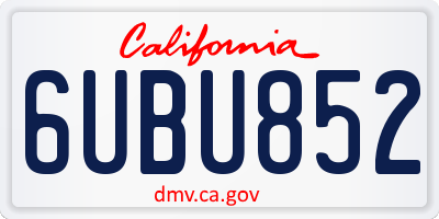 CA license plate 6UBU852