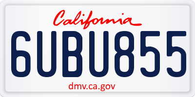 CA license plate 6UBU855