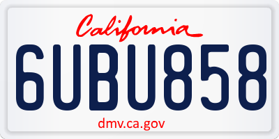 CA license plate 6UBU858