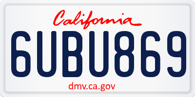 CA license plate 6UBU869