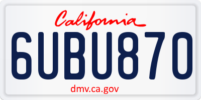 CA license plate 6UBU870