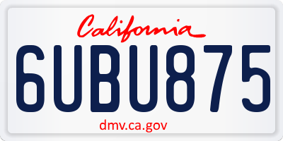 CA license plate 6UBU875