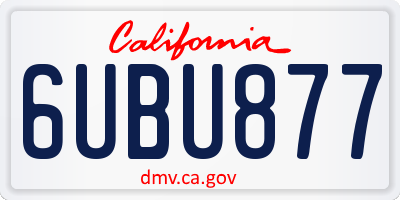 CA license plate 6UBU877