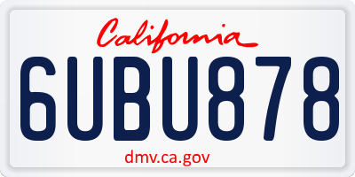 CA license plate 6UBU878