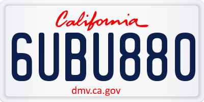 CA license plate 6UBU880