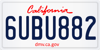 CA license plate 6UBU882