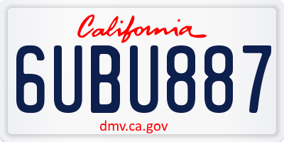 CA license plate 6UBU887