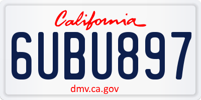 CA license plate 6UBU897