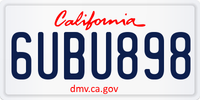 CA license plate 6UBU898