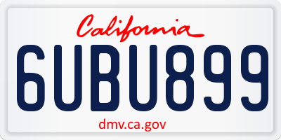 CA license plate 6UBU899