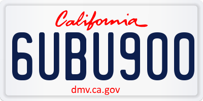 CA license plate 6UBU900