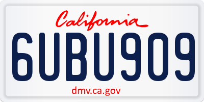 CA license plate 6UBU909