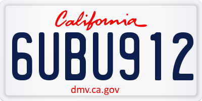 CA license plate 6UBU912