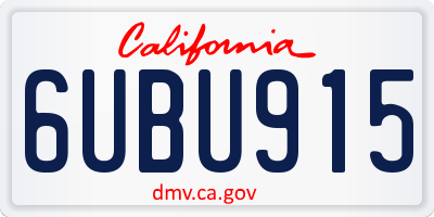 CA license plate 6UBU915