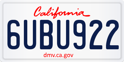 CA license plate 6UBU922