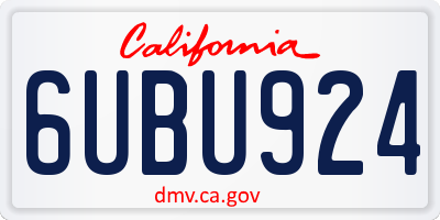 CA license plate 6UBU924