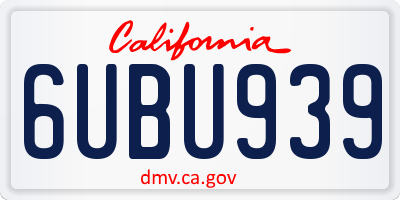 CA license plate 6UBU939