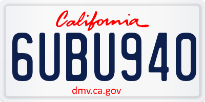 CA license plate 6UBU940
