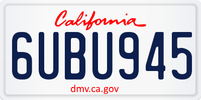 CA license plate 6UBU945