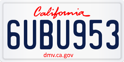 CA license plate 6UBU953
