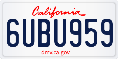 CA license plate 6UBU959
