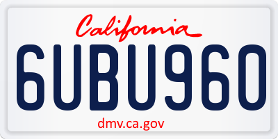 CA license plate 6UBU960