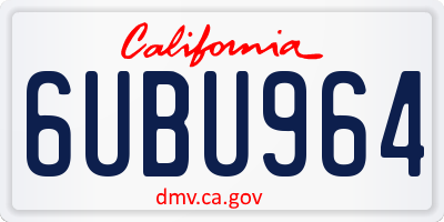 CA license plate 6UBU964