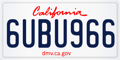 CA license plate 6UBU966
