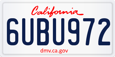 CA license plate 6UBU972