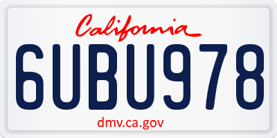 CA license plate 6UBU978