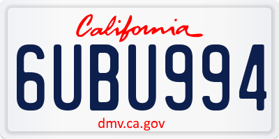 CA license plate 6UBU994